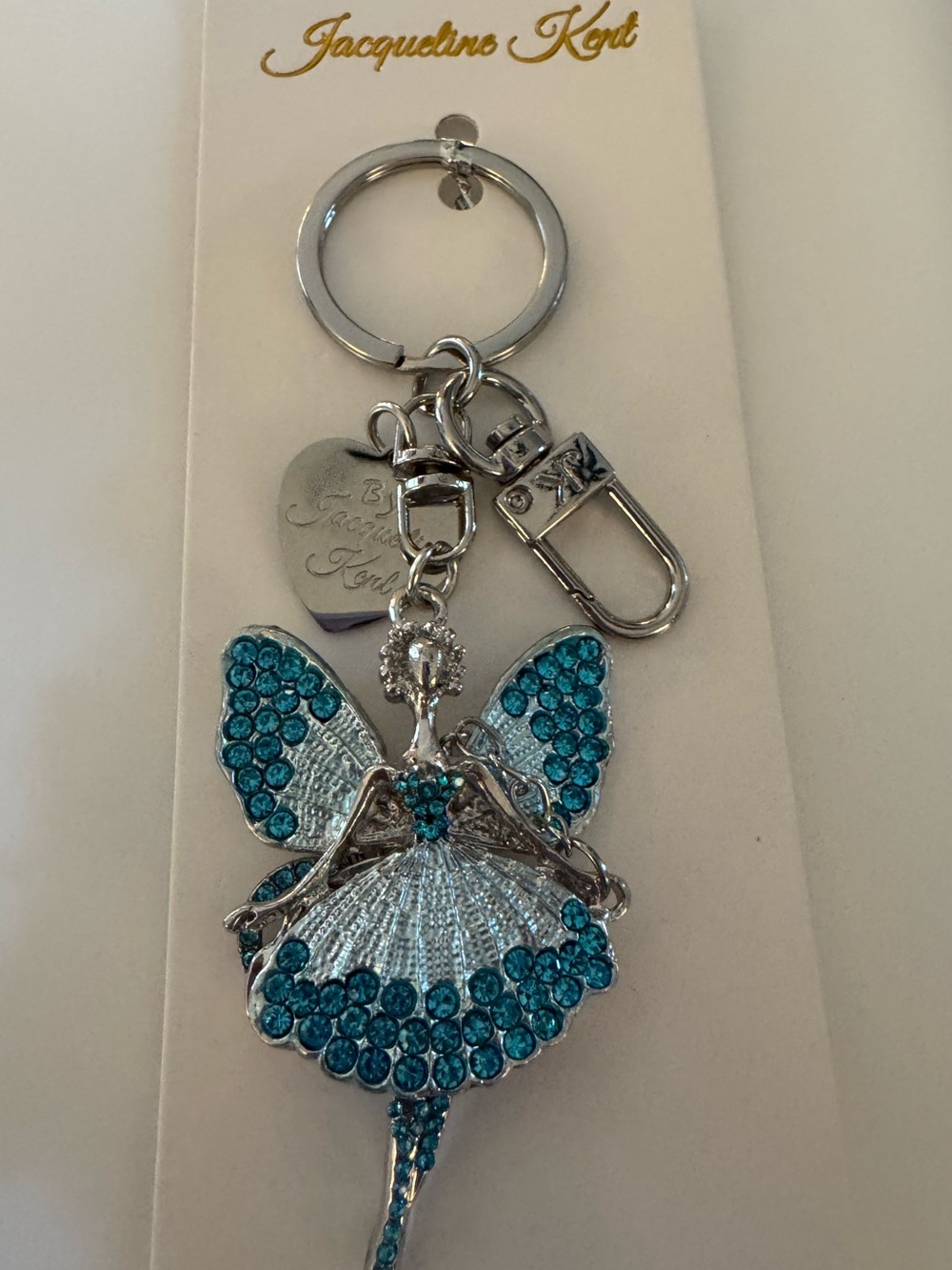 Jacqueline Kent Teal Crystal -Keychain Angel of Hope- Starry Night